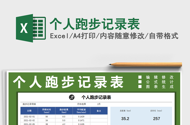 2021年个人跑步记录表