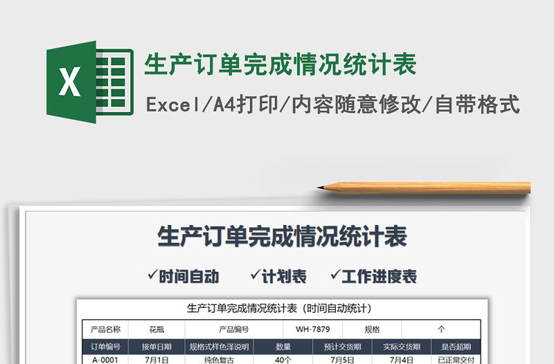 2021年生產訂單完成情況統計表