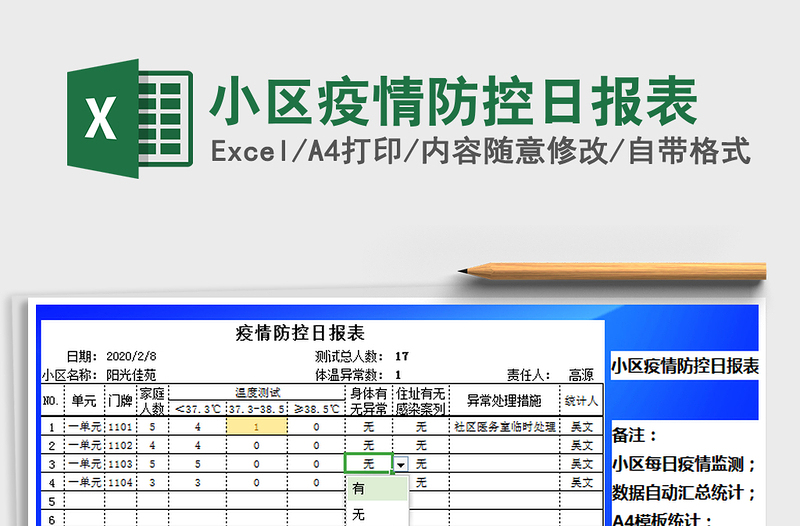 2021年小区疫情防控日报表