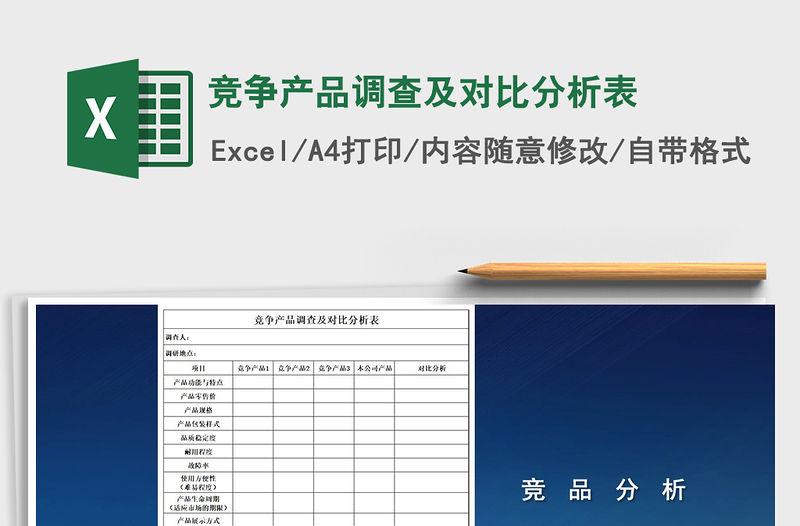 2021年競爭產品調查及對比分析表