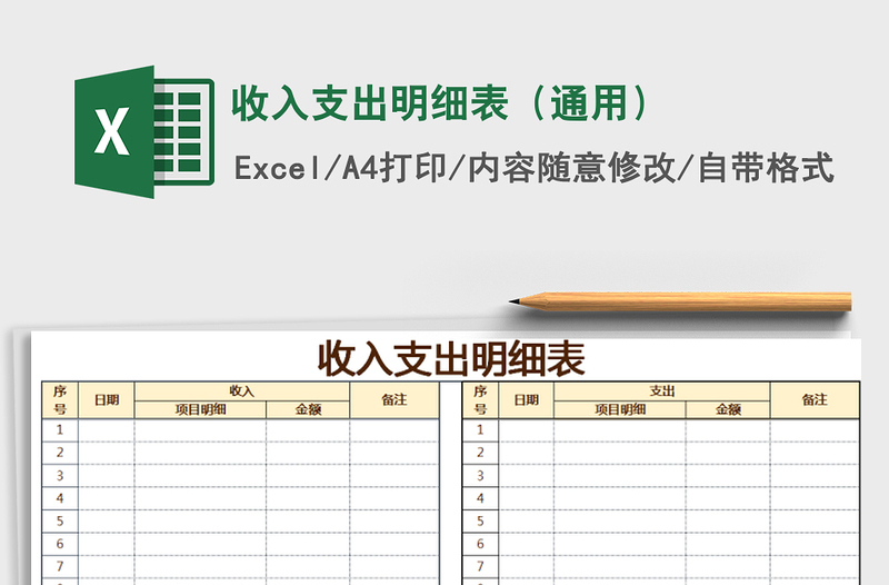 2022年收入支出明细表（通用）免费下载