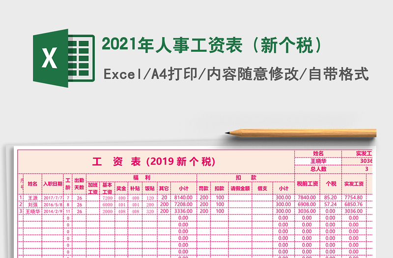 2021年人事工資表(新個(gè)稅)