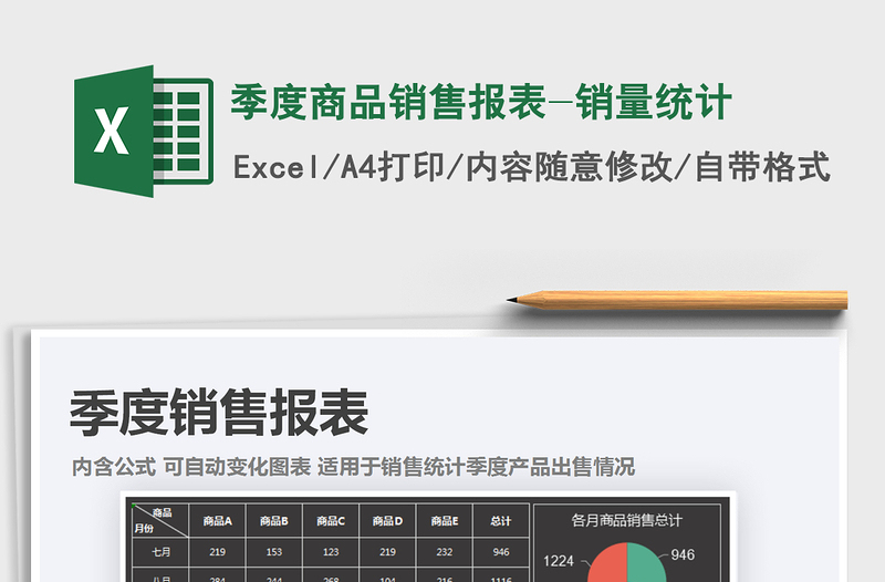 2021年季度商品銷售報表-銷量統(tǒng)計