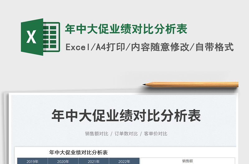 2022年中大促業績對比分析表免費下載