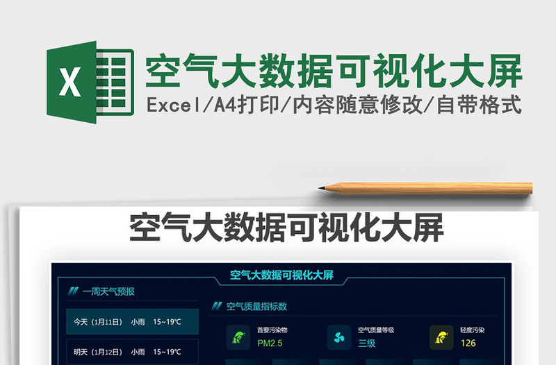 2021空氣大數據可視化大屏免費下載