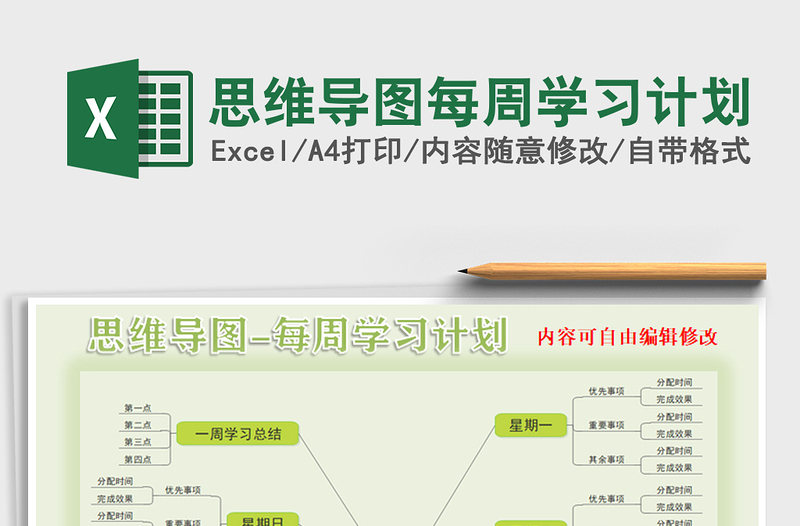 2021年思维导图每周学习计划