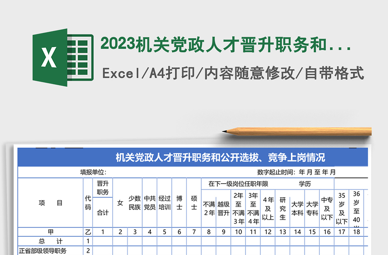 2023機(jī)關(guān)黨政人才晉升職務(wù)和公開(kāi)選拔、競(jìng)爭(zhēng)上崗情況登記表