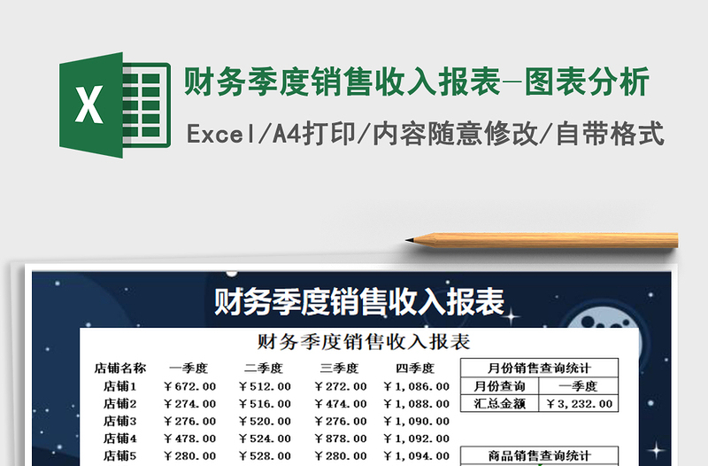 2021年财务季度销售收入报表-图表分析