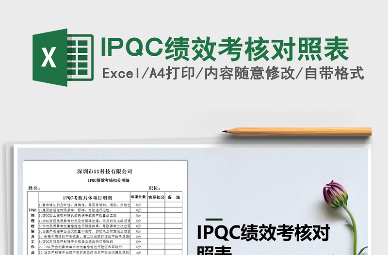 2021IPQC绩效考核对照表免费下载