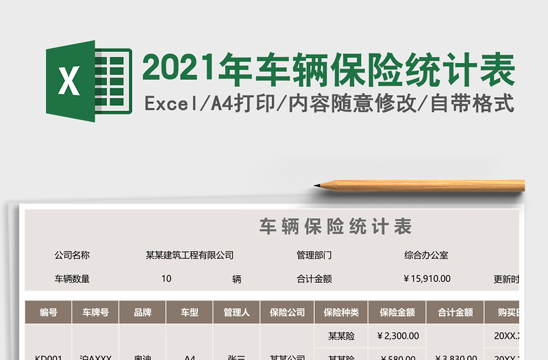 2021年車輛保險(xiǎn)統(tǒng)計(jì)表