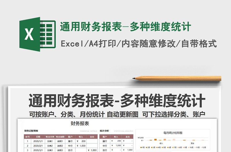 2021年通用财务报表-多种维度统计