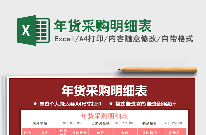 2021年年貨采購明細表