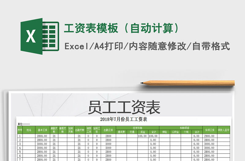 2022年工資表模板（自動計算）免費下載