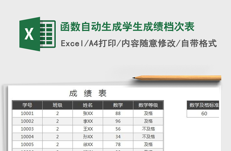 2021年函數(shù)自動(dòng)生成學(xué)生成績檔次表免費(fèi)下載