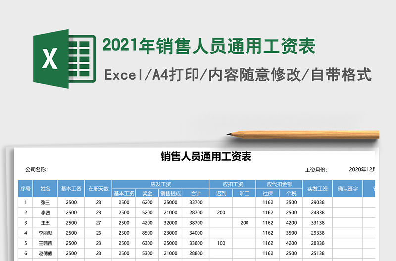 2021年銷售人員通用工資表