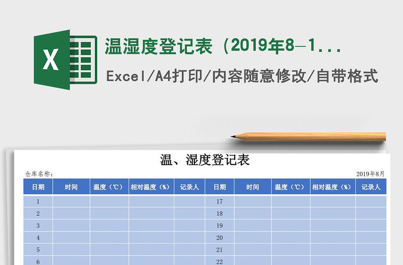 2021年溫濕度登記表（2019年8-12月）五份