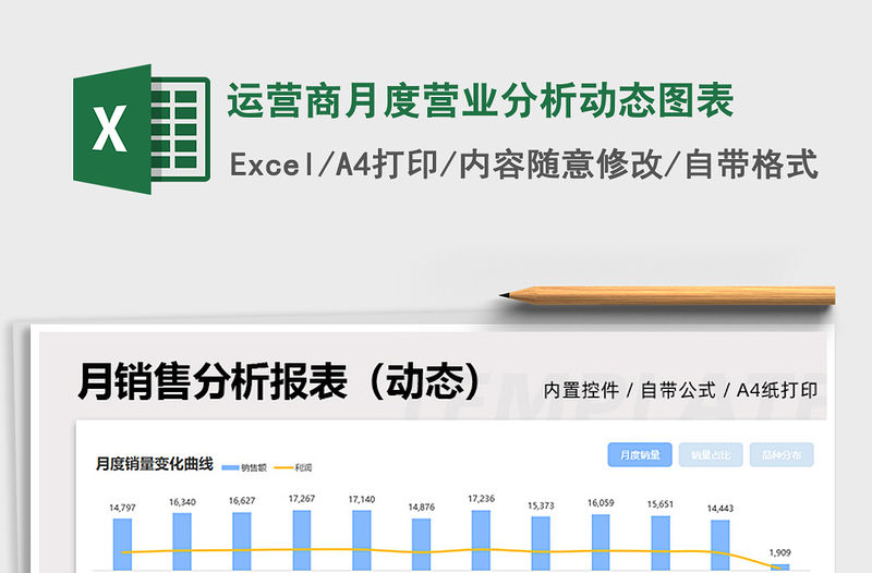 運營商月度營業(yè)分析動態(tài)圖表免費下載