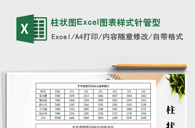 2021柱狀圖Excel圖表樣式針管型免費下載