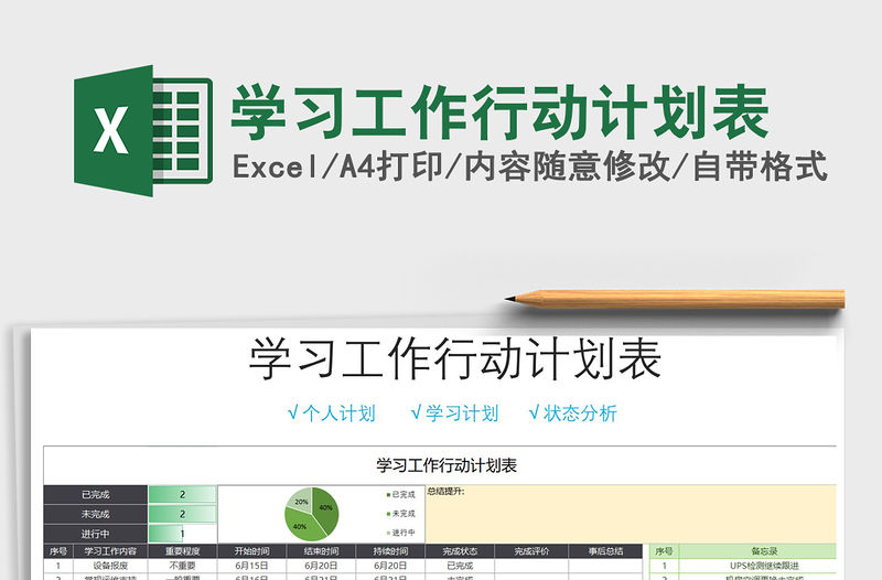 2021年學習工作行動計劃表