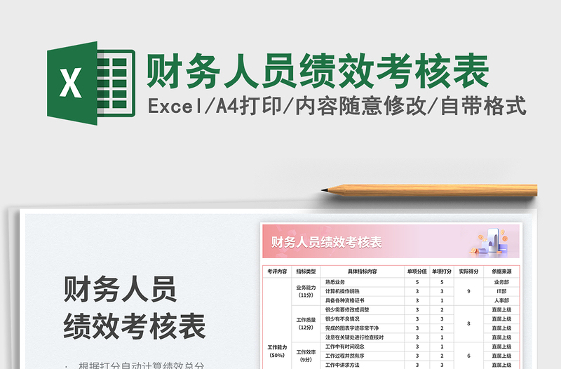 2023財務(wù)人員績效考核表免費(fèi)下載