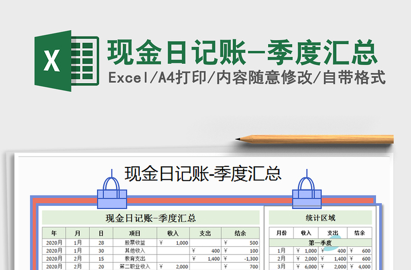 2021年现金日记账-季度汇总