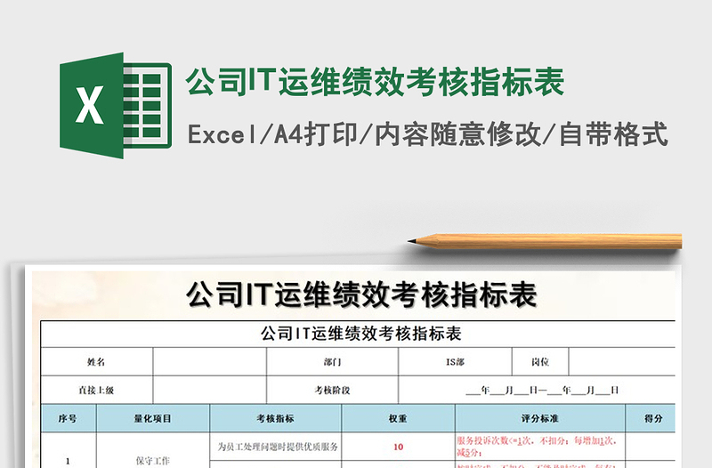 2022公司IT运维绩效考核指标表免费下载