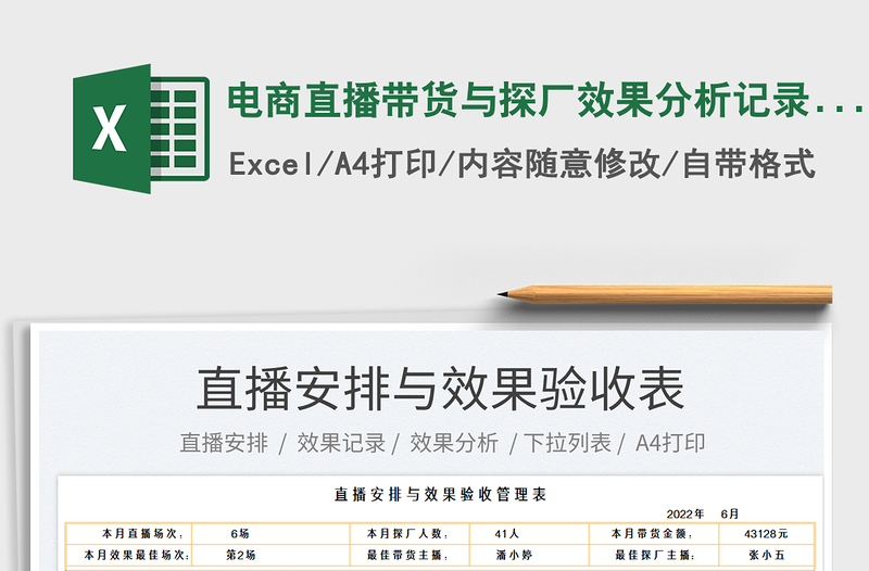 2023電商直播帶貨與探廠效果分析記錄表免費下載