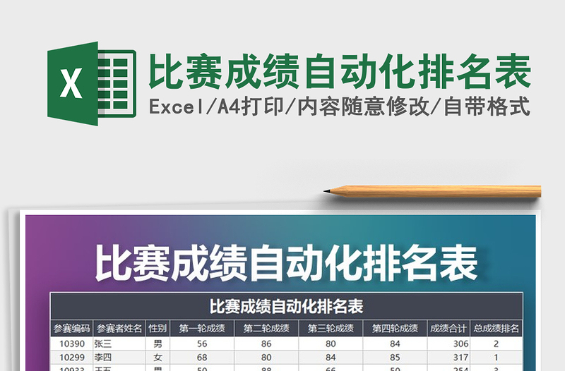 2021年比赛成绩自动化排名表