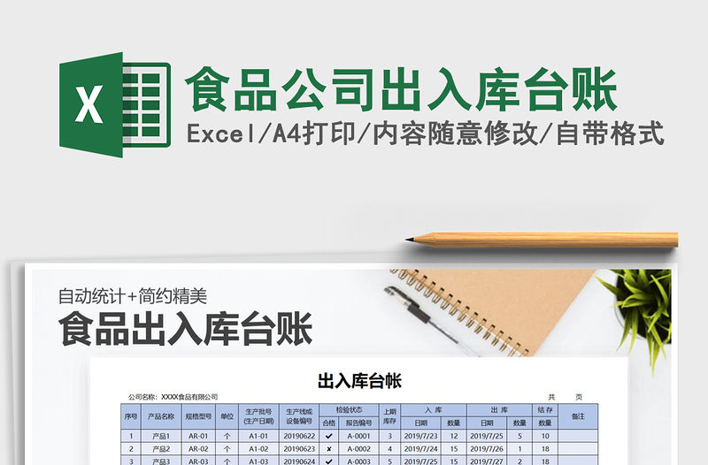2021年食品公司出入庫臺賬