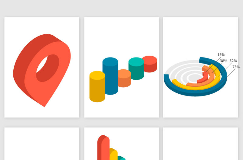 ppt圖表餅圖柱狀圖矢量素材