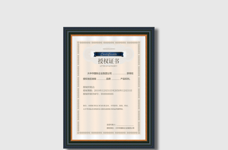 2021年授權(quán)書榮譽(yù)證書設(shè)計(jì)