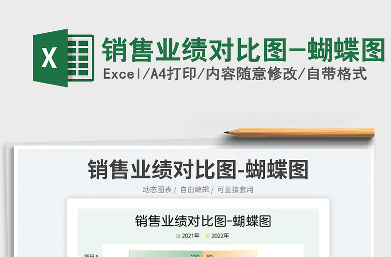 2023銷售業(yè)績對比圖-蝴蝶圖免費(fèi)下載