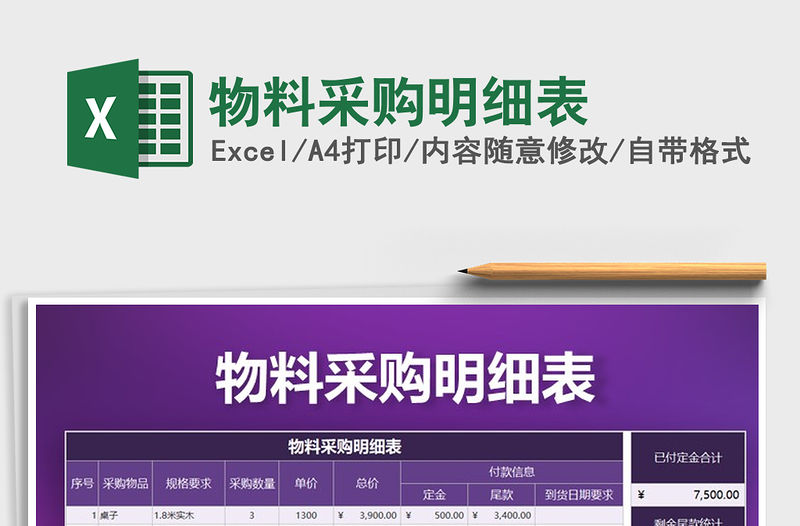 2021年物料采購(gòu)明細(xì)表