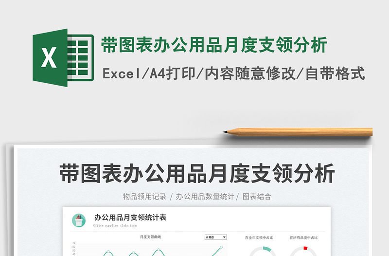 2023帶圖表辦公用品月度支領(lǐng)分析免費(fèi)下載