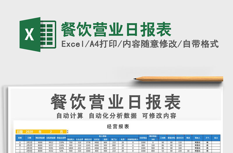2021年餐飲營業日報表