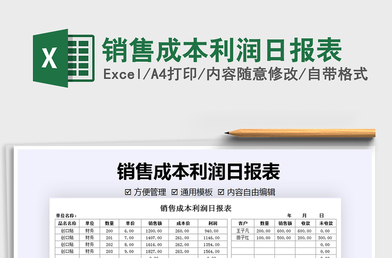 2021年銷售成本利潤日報表