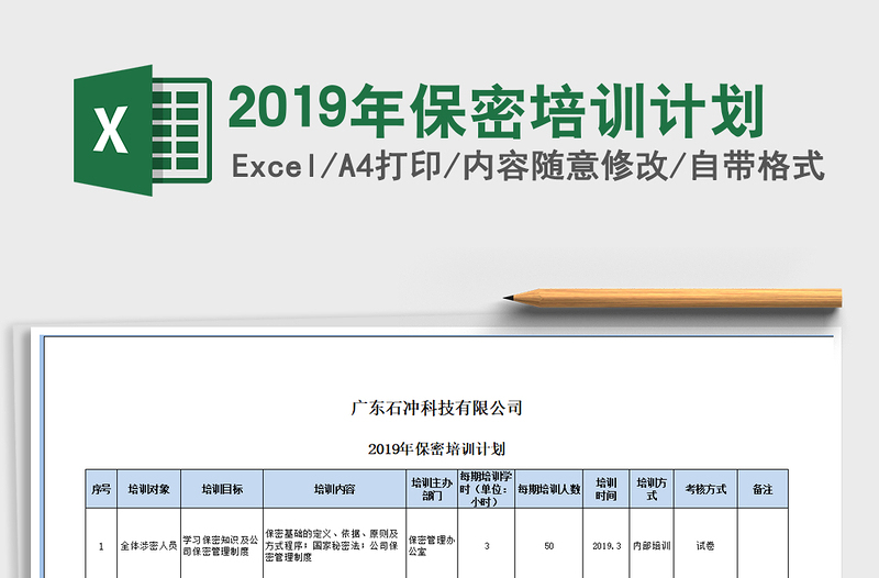 2021年2019年保密培训计划