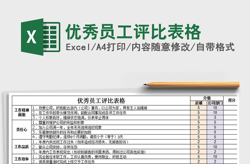 2021年優(yōu)秀員工評比表格