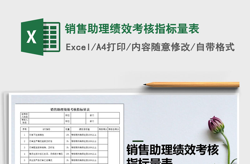 2022年銷售助理績效考核指標量表