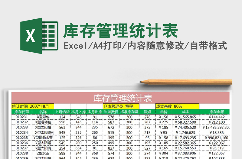 2021年庫存管理統(tǒng)計表