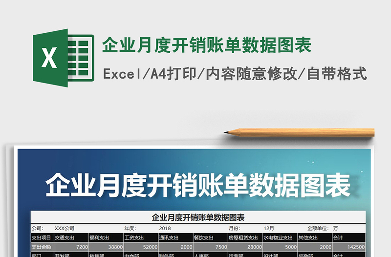 2021年企业月度开销账单数据图表