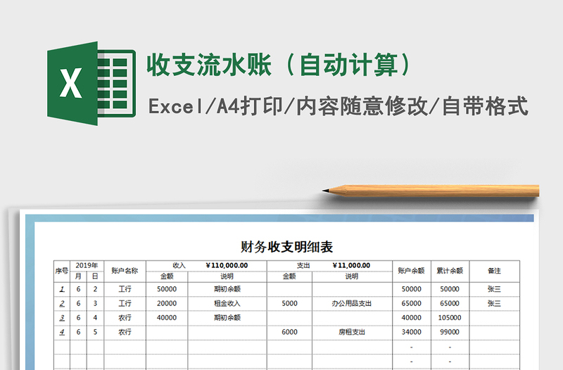 2021年收支流水賬(自動計算)