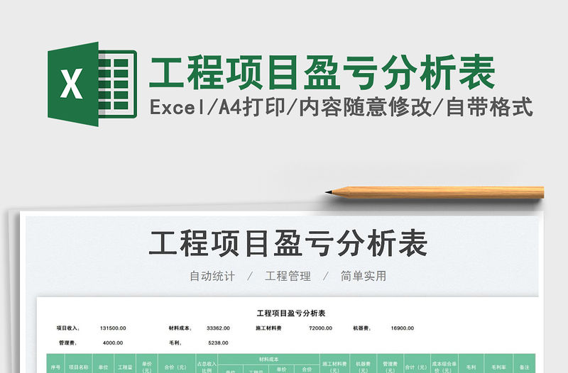 工程項目盈虧分析表免費下載