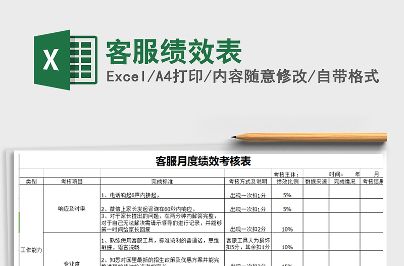 2021年客服績(jī)效表