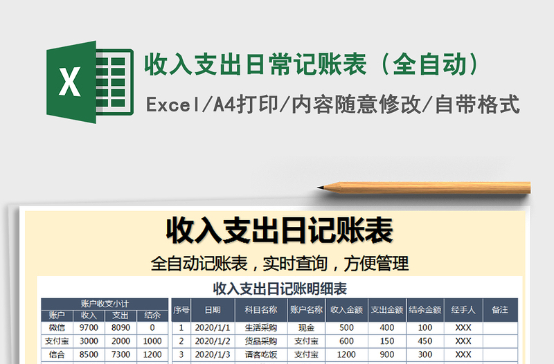 2021年收入支出日常記賬表(全自動)