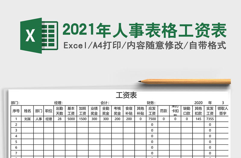 2021年人事表格工資表