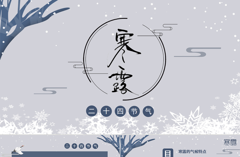 二十四節(jié)氣之寒露灰白色簡約PPT模板