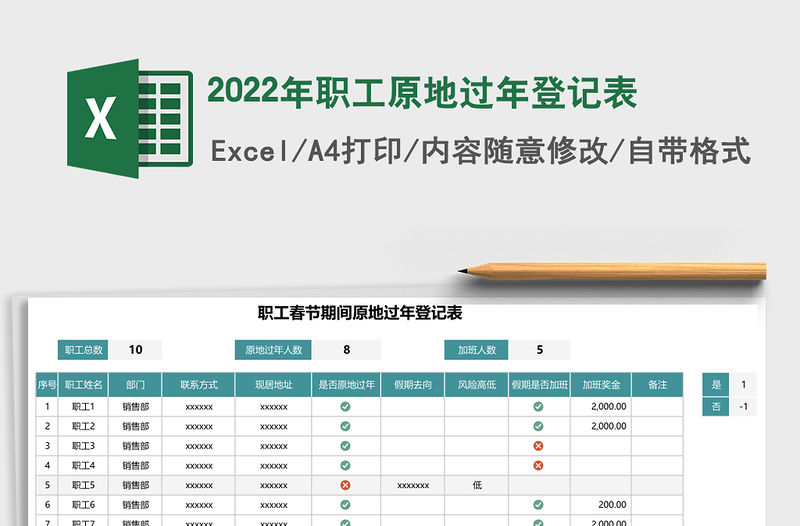 2022年職工原地過年登記表