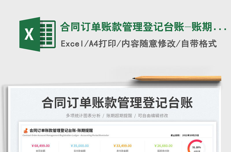 合同訂單賬款管理登記臺賬-賬期提醒