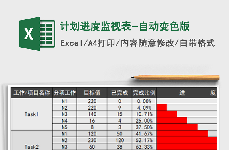 2021年計(jì)劃進(jìn)度監(jiān)視表-自動(dòng)變色版